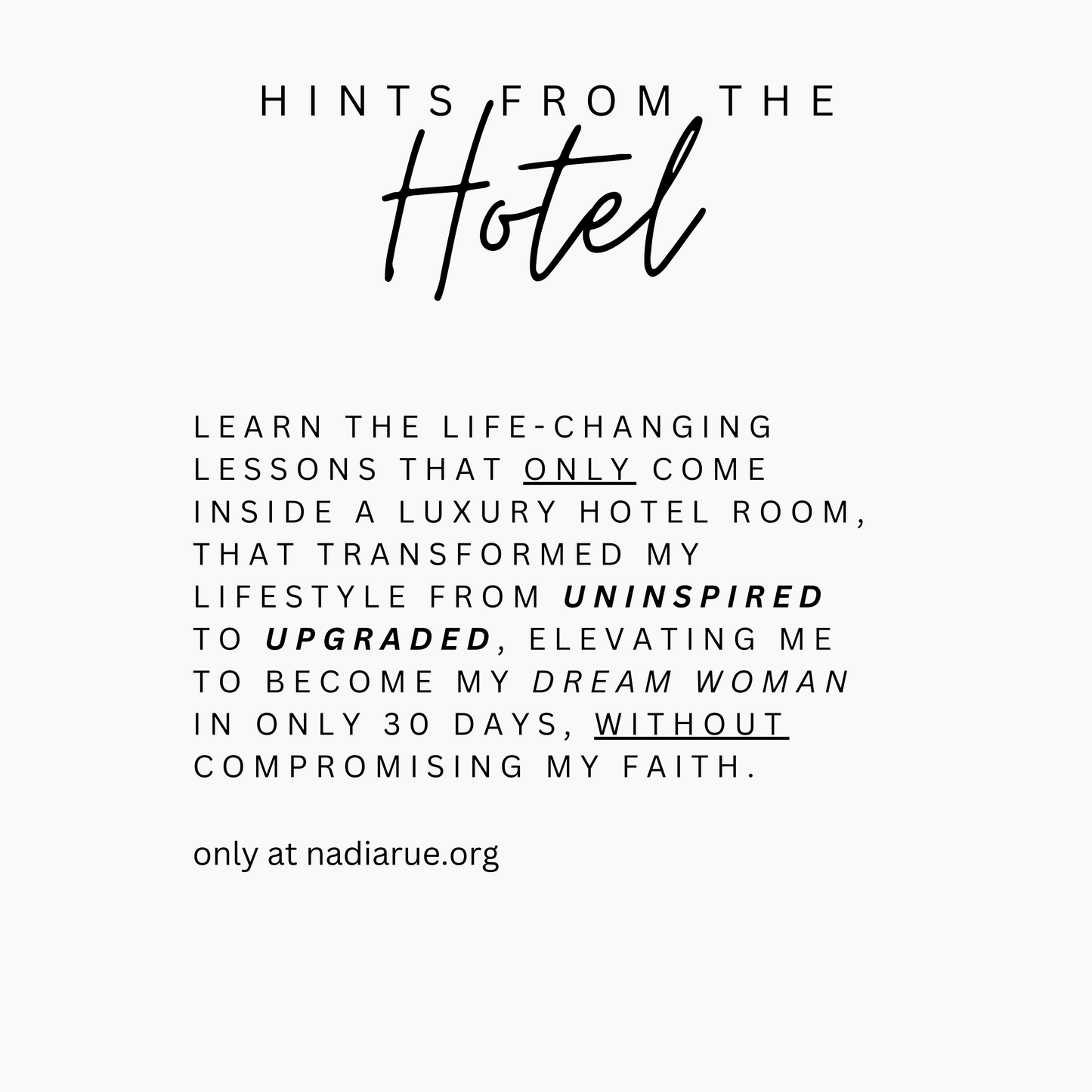 Hints From The Hotel Course